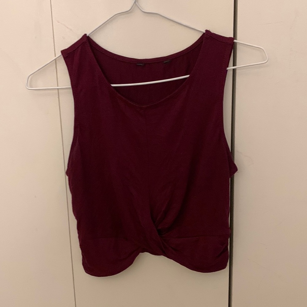 Burgundy tie tank top